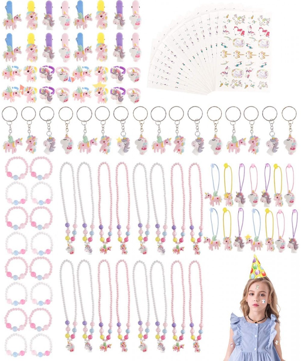 Unicorn Party Supplies Set- Unicorn Birthday Favors Packs Including Bracelets- Necklaces- Keychains- Rings- HairClips- Tattoo...