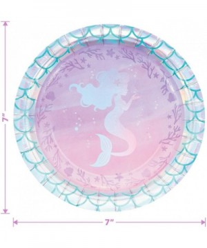 Mermaid Shine Party Supplies - Metallic Mermaid Paper Dessert Plates and Beverage Napkins (Serves 16) - Metallic Mermaid Pape...