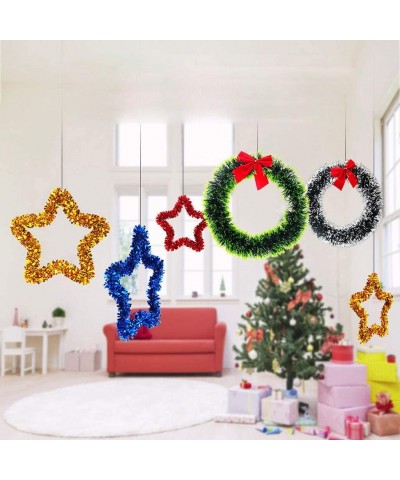 Shining Christmas Wreath Ornament Wall Hanging Decorations Pendant Party Star Festival Accessories - B - CF19K957U37 $6.39 Swags