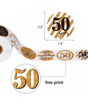 600 Pieces 50th Birthday Roll Stickers- Black Gold Round Shape Candy Present Labels for 50th Birthday Party Favor Anniversary...