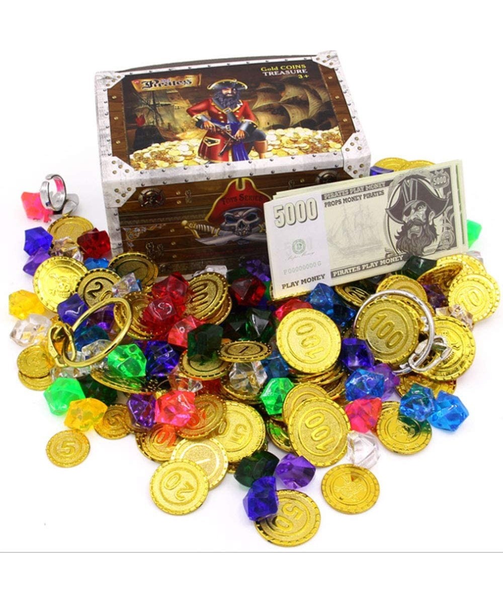 Pirate Gold Coins Buried Treasure and Pirate Gems Jewelry Play set Activity Game Piece Pack Party Favor Decorations (100 Coin...