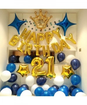 21st Birthday Party Balloons for Men Boy Women Girl- Decorations for 21st Birthday Party-Gold and Blue Theme Supplies - CV19H...