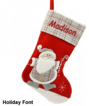 Personalized Classic Gray Plaid Christmas Stocking (Santa) - Santa - CO1883XO62W $29.60 Stockings & Holders