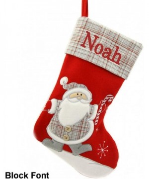 Personalized Classic Gray Plaid Christmas Stocking (Santa) - Santa - CO1883XO62W $29.60 Stockings & Holders