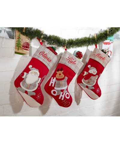 Personalized Classic Gray Plaid Christmas Stocking (Santa) - Santa - CO1883XO62W $29.60 Stockings & Holders