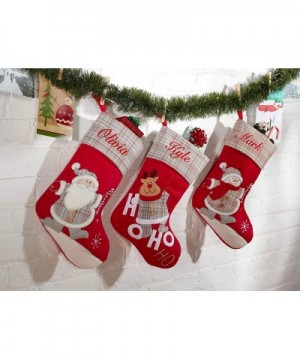 Personalized Classic Gray Plaid Christmas Stocking (Santa) - Santa - CO1883XO62W $29.60 Stockings & Holders