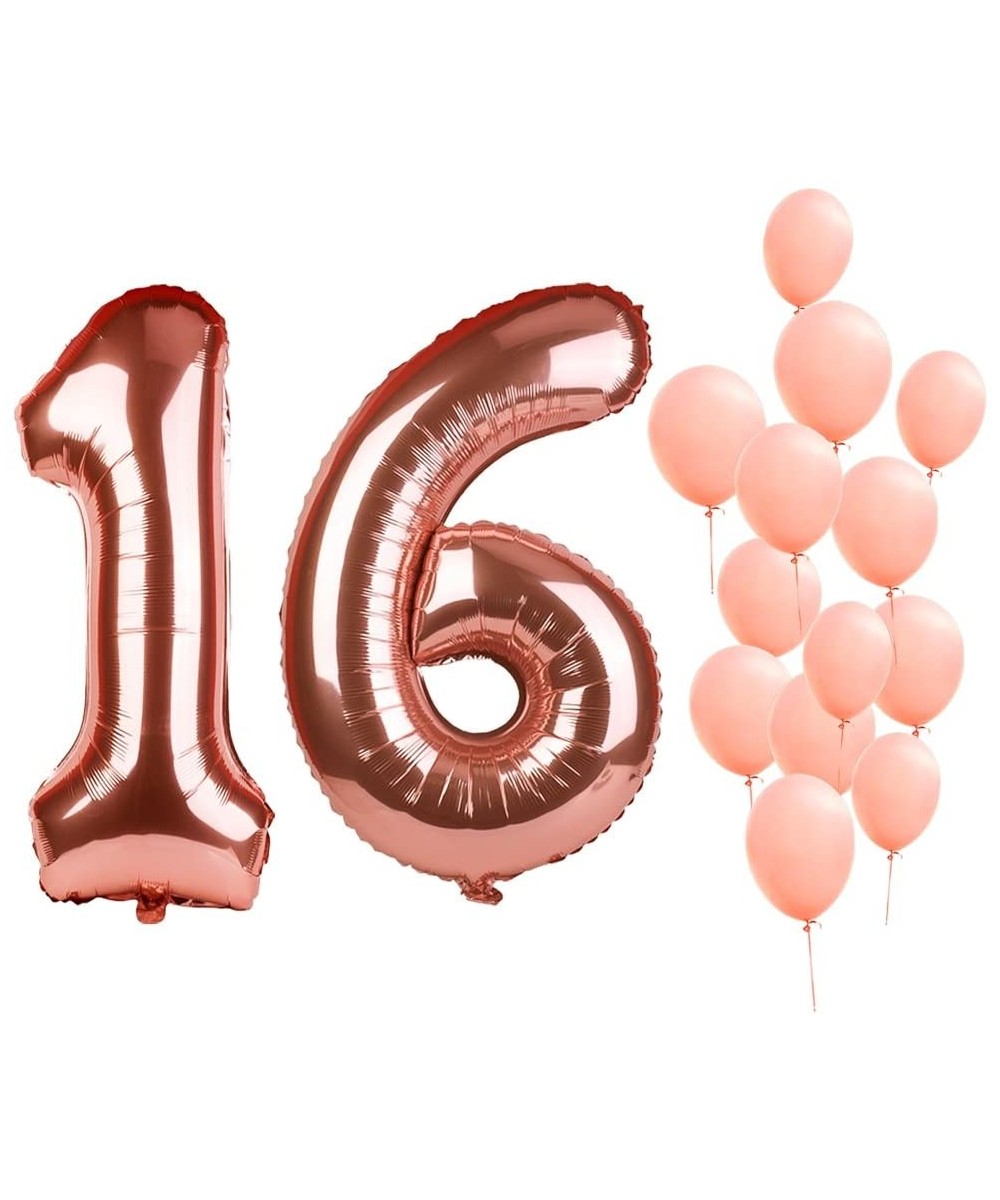 40" Rose Gold Foil Mylar Number Balloons Birthday Party Wedding Decoration Helium Digit Balloons-Number 16 - Rose Gold 16 - C...