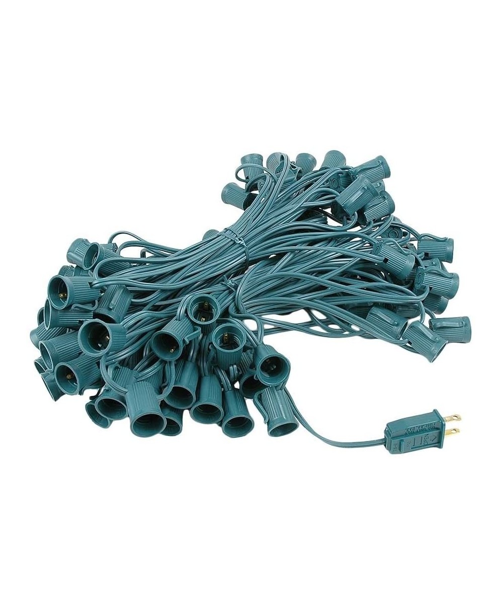 C910012-GR Commercial Grade Christmas Stringers- Intermediate Base (C9/E17)- 12" Spacing- Green Wire- 100' Long (100 Sockets)...