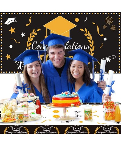 Graduation Party Decorations-Graduation Party Tablecover 2 Pack (107"x 54") and Graduation Party Banner 1 Pack (70.8"x42.9") ...