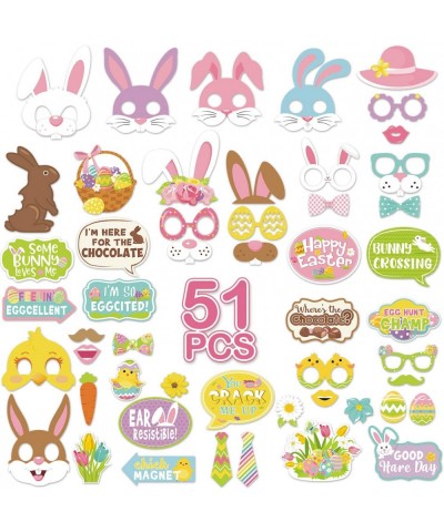 Easter Party Supplies decorations-51 PCS Easter Photo Booth Props- Easter Party Favors- Spring Party Photo Booth Easter Egg H...