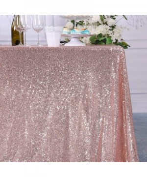 Glitter Rose Gold Sequin Tablecloth Rectangle 60x120in Wedding Party Banquet Christmas Shimmer Table Cover Rectangular Sparkl...