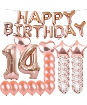 Sweet 14th Birthday Decorations Party Supplies-Rose Gold Number 14 Balloons-14th Foil Mylar Balloons Latex Balloon Decoration...