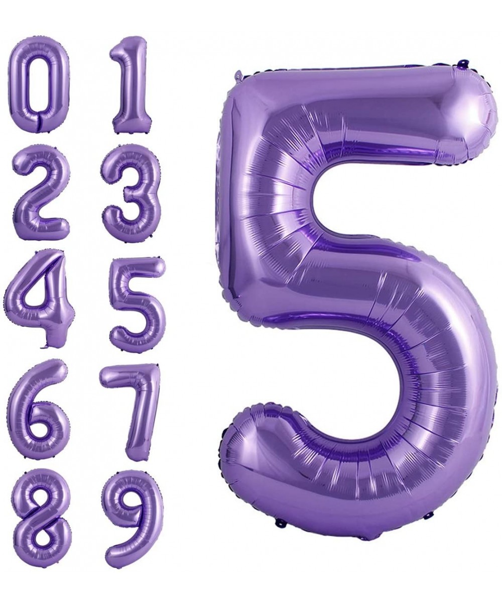 40 Inch Large Purple Balloon Number 5 Balloon Helium Foil Mylar Balloons Party Festival Decorations Birthday Anniversary Part...