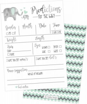 50 Elephant Advice and Prediction Cards for Baby Shower Game- New Mom & Dad Card or Mommy & Daddy to Be- for Girl or Boy Babi...