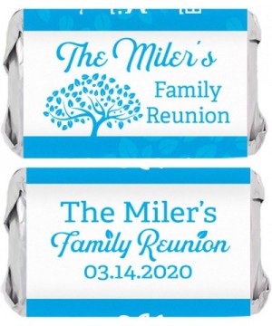 Personalized Family Reunion Mini Candy Bar Labels - 45 Stickers (Neon Blue) - Neon Blue - C819D7N9OU0 $9.97 Favors