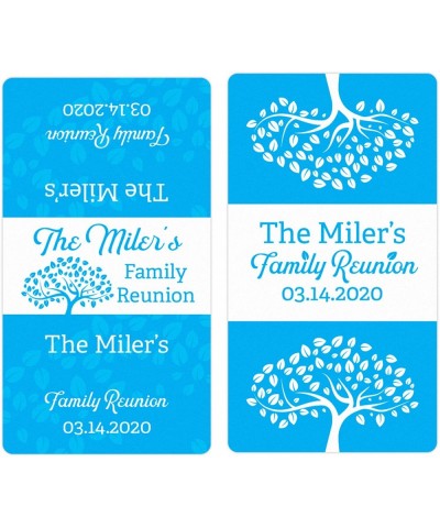Personalized Family Reunion Mini Candy Bar Labels - 45 Stickers (Neon Blue) - Neon Blue - C819D7N9OU0 $9.97 Favors