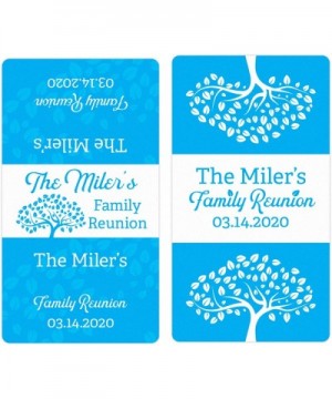 Personalized Family Reunion Mini Candy Bar Labels - 45 Stickers (Neon Blue) - Neon Blue - C819D7N9OU0 $9.97 Favors