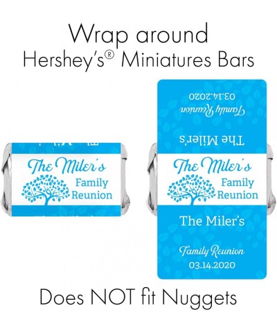 Personalized Family Reunion Mini Candy Bar Labels - 45 Stickers (Neon Blue) - Neon Blue - C819D7N9OU0 $9.97 Favors