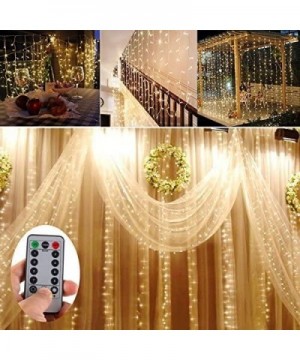 Battery Operated 300 LED Curtain Lights Outdoor String Fairy Party Wedding Christmas Home Garden Decorations (10ft Long- 10ft...