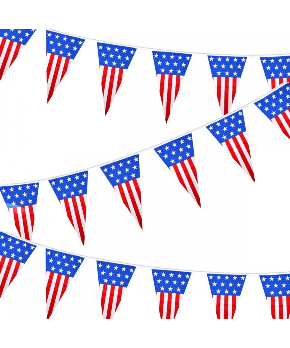 33ft Patriotic Pennant Banner American Flag for 4th of July Plastic Hanging Flags for Party Supplies- Birthday Festival Decor...