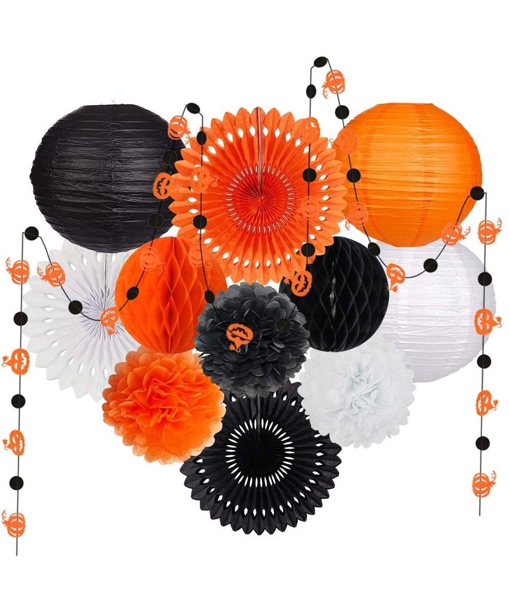 Halloween Party Decorations- Halloween Lanterns Hanging Paper Fan Honeycomb Ball Pom Poms Flowers Pumpkin Circle Garland for ...