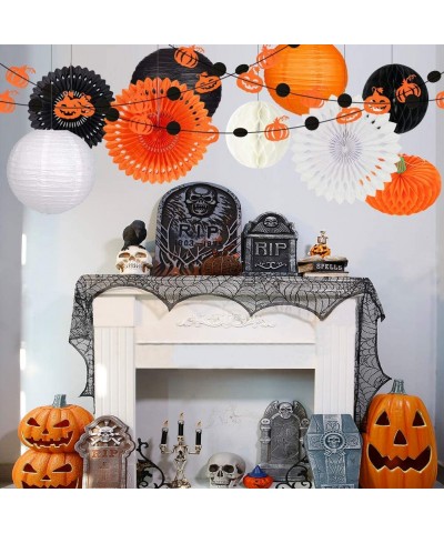 Halloween Party Decorations- Halloween Lanterns Hanging Paper Fan Honeycomb Ball Pom Poms Flowers Pumpkin Circle Garland for ...