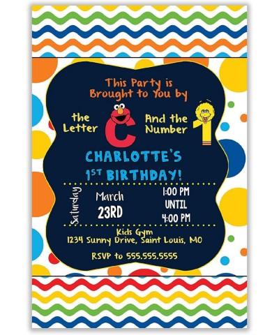 Custom Invitation - Sesame Street- Elmo- Big Bird- Primary Colors- Birthday- Shower - CP12O520ITM $24.03 Invitations