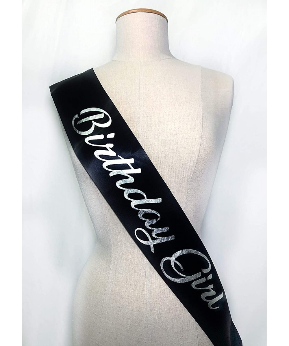 Co. Birthday Sash"Birthday Girl" Black Satin with Silver Printing - 13th- 16th- 18th- 21st- 30th- 40th- 50th Elegant Birthday...