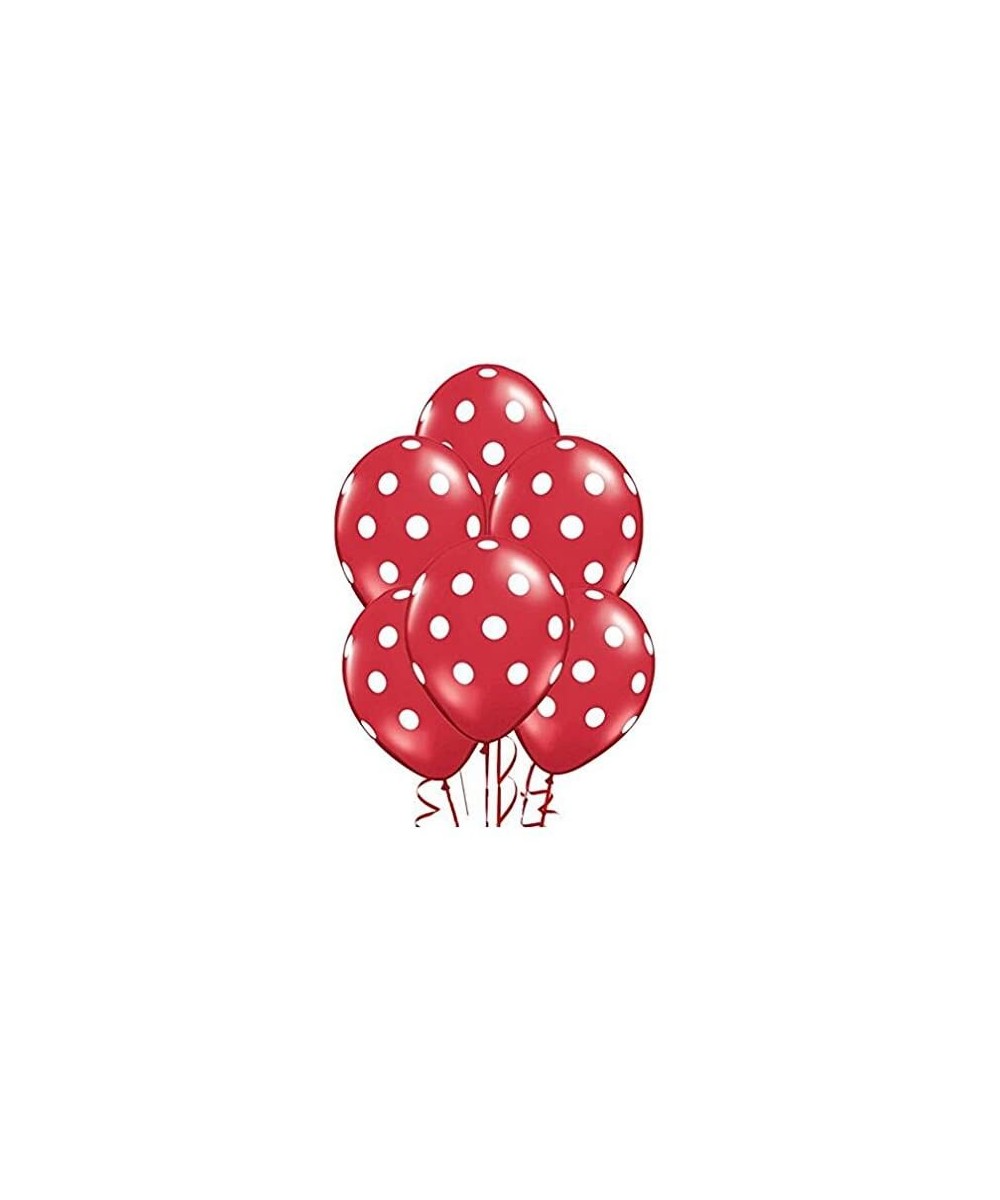 12 Inch Latex Balloons with White Polka Dots- Red - Red - CV183CZ5G88 $8.04 Balloons