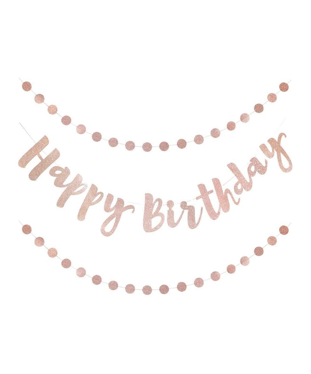 Rose Gold Party Decorations- Happy Birthday Banner Set in Rose Gold Glitter- Banner and 2 Garlands - C818SQMKWE6 $11.65 Banne...