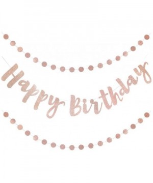 Rose Gold Party Decorations- Happy Birthday Banner Set in Rose Gold Glitter- Banner and 2 Garlands - C818SQMKWE6 $11.65 Banne...