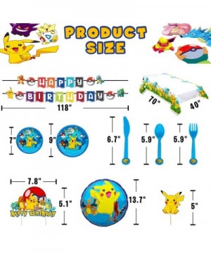 77 Pcs Birthday Party Supplies for Kids and Boys-Pikachu Party Favor Includes Birthday Cake Toppers Decorations-Balloons-Bann...