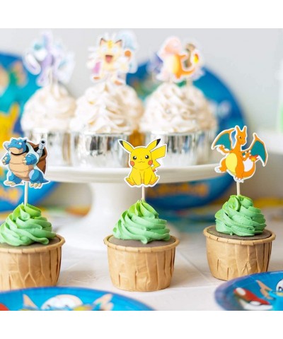 77 Pcs Birthday Party Supplies for Kids and Boys-Pikachu Party Favor Includes Birthday Cake Toppers Decorations-Balloons-Bann...