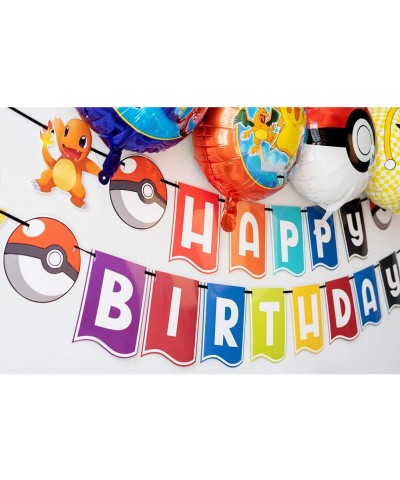 77 Pcs Birthday Party Supplies for Kids and Boys-Pikachu Party Favor Includes Birthday Cake Toppers Decorations-Balloons-Bann...