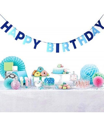 Happy Birthday Bunting Garland Banner Pennant Flags Party Home Hanging Decor - Blue - CJ18TRIIRRS $6.15 Banners & Garlands