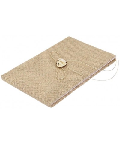 Village Wedding GuestBook Burlap Hessian Guest Book with Wood Heart - C612JUDHC9L $10.93 Guestbooks