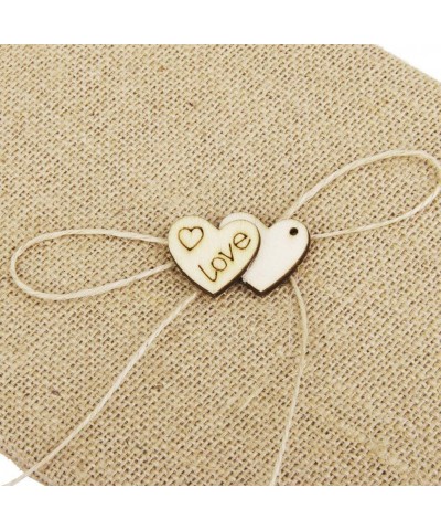 Village Wedding GuestBook Burlap Hessian Guest Book with Wood Heart - C612JUDHC9L $10.93 Guestbooks