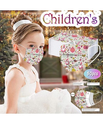 Children's Face_Mask Disposable- Christmas Kids Industrial 3Layer Facemask with Ear Loop for New Year- Protective Dust-Proof ...