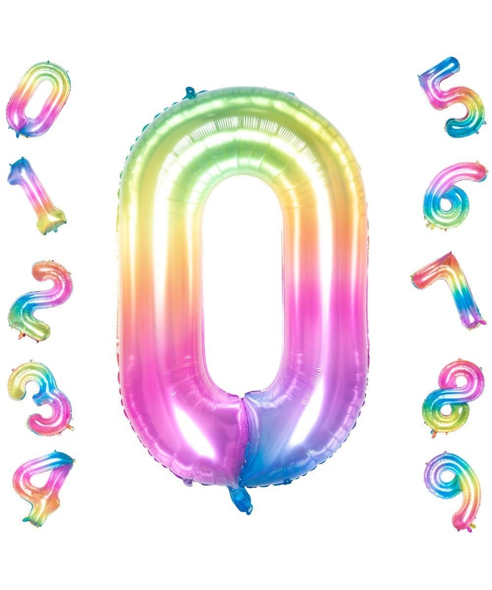 Number 0 Balloons-Birthday Party Decorations Supplies Helium Foil Mylar Digital Balloons (40 Inch Jelly Rainbow Number 0) - J...