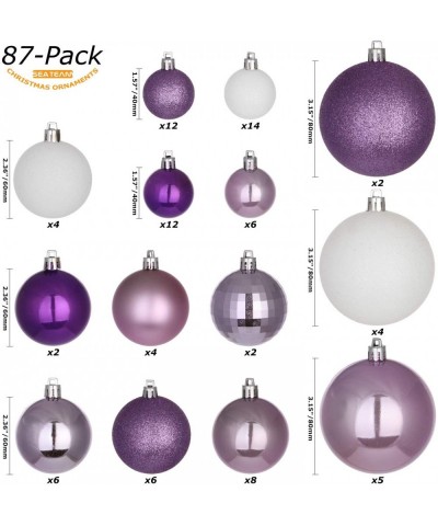 87 Pieces of Assorted Christmas Ball Ornaments Shatterproof Seasonal Decorative Hanging Baubles Set with Reusable Hand-held G...