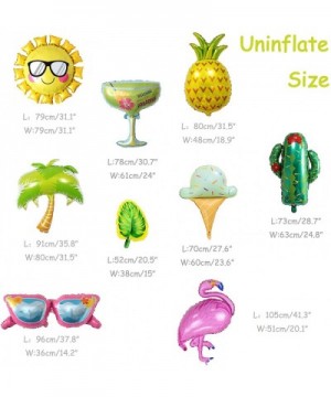 Pack of 9 Assorted Summer Party Theme Balloons Aluminum Foil Balloons Flamingo Pineapple Cactus Ice Cream Sun Glasses Palm Tr...
