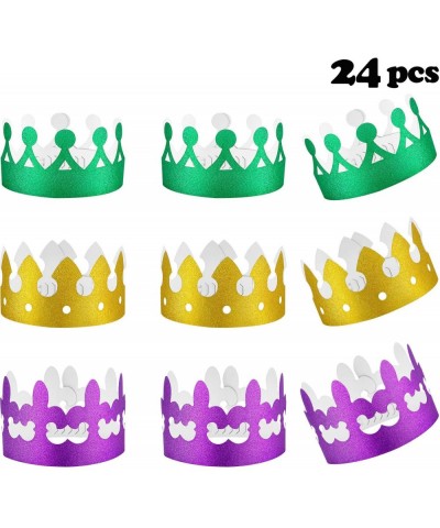24 Pieces Paper Crowns Party King Crown Glitter Crown for Birthday Celebration Baby Shower Photo Props Celebration- Green- Go...