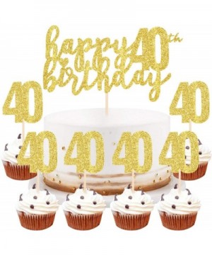 7 Piece Set 40th Birthday Cake Topper for Happy Birthday- 40 Golden Flash 40th Cake Topper Happy Birthday Cake Topper Cake Or...