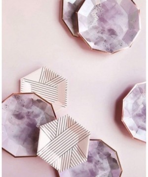 Amethyst Pale Pink with Rose Gold Striped Small Paper Plates- Pack of 8 - Make celebrating from a distance amazing with dispo...