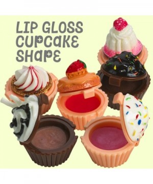 Lip Gloss Cupcake Shape - 12 Pack Assorted Designs in Colorful Box- Girls Birthday Party Favor- Goody Bag Filler- Prize- Easy...