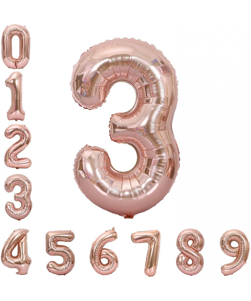 40 Inch Giant Rose Gold Number 3 Balloon-Foil Helium Digital Balloons for Birthday Anniversary Party Festival Decorations - R...