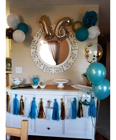 Teal Gold Teal Gold Birthday Party Decorations Gold Confetti Latex Balloons Teal Balloons Tissue Pom Poms Tassel Garland Gold...