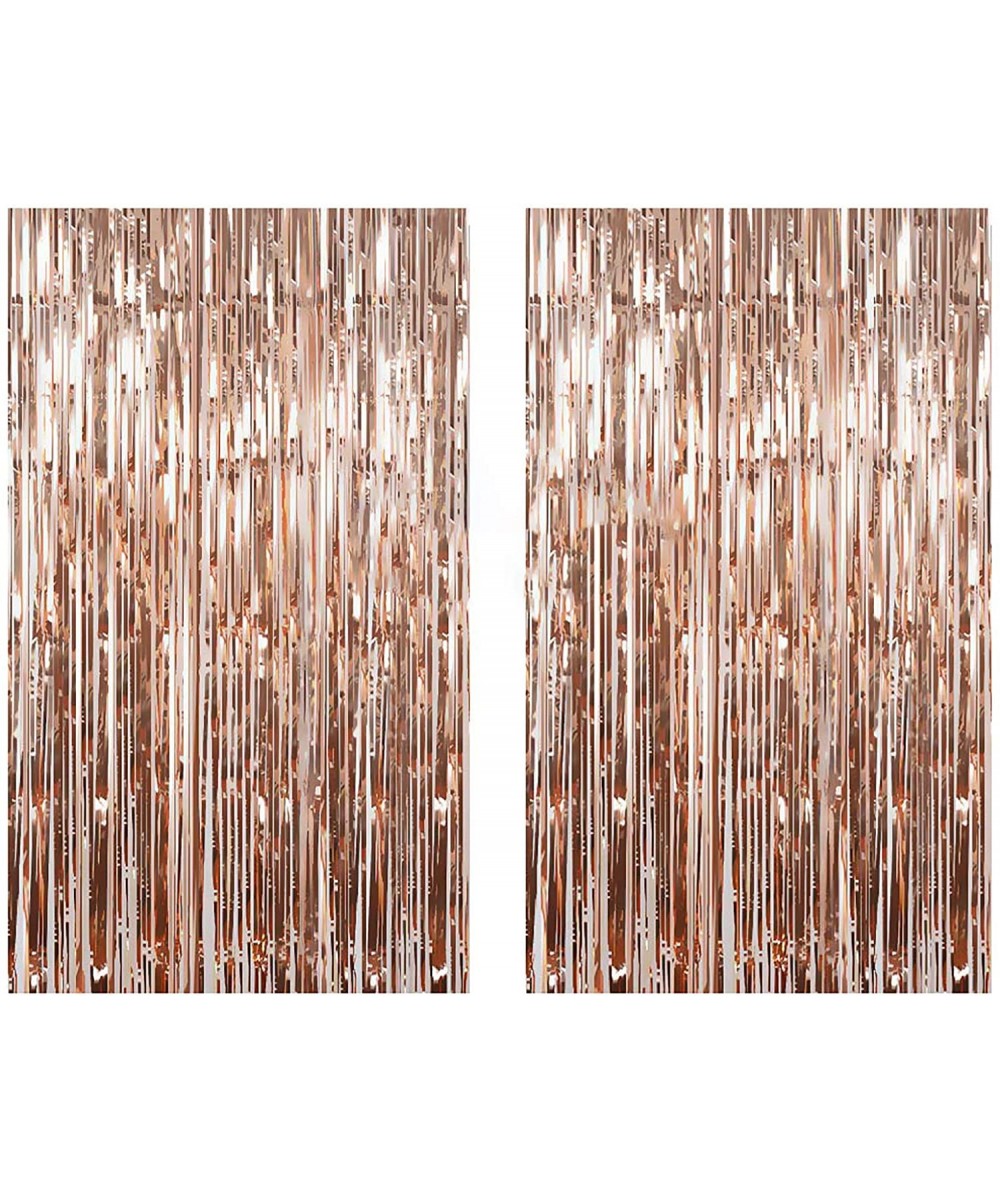 Metallic Foil Fringe-Backdrops-Rose Gold-6FTX8FT Tinsel Party/Window/Door Decorative Fringe Curtains(Pack of 2) (Rose Gold) -...