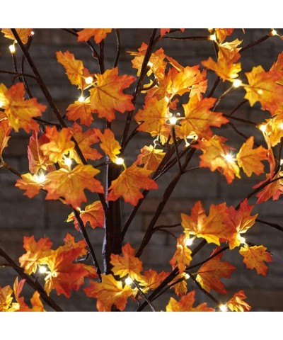 2 Pack 30 Inch 20 LED Lighted Branches Battery Operated Maple Leaf Table Lights for Thanksgiving Christmas Decoration - Maple...