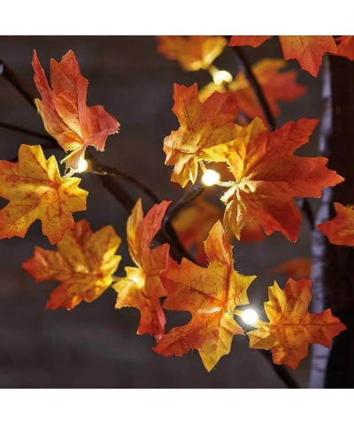 2 Pack 30 Inch 20 LED Lighted Branches Battery Operated Maple Leaf Table Lights for Thanksgiving Christmas Decoration - Maple...